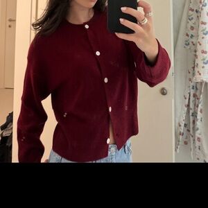 Women's Burgundy Cardigan Sweater